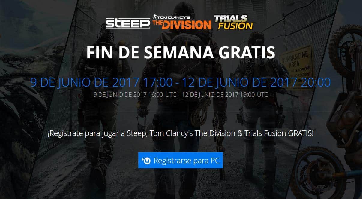 UbiE3 free week: The Division, Steep y Trials Fusion 1 The Ubie3 free week