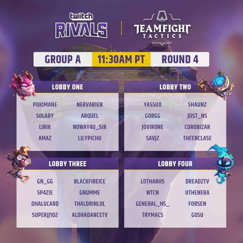 Grupos y horarios del Twitch Rivals Teamfight Tactics