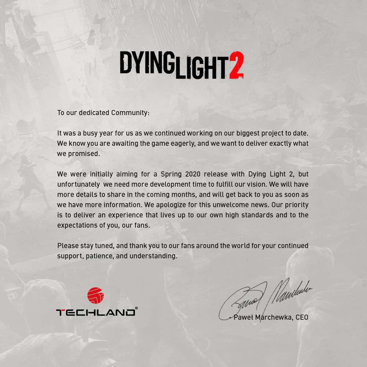 Comunicado Dying Light 2