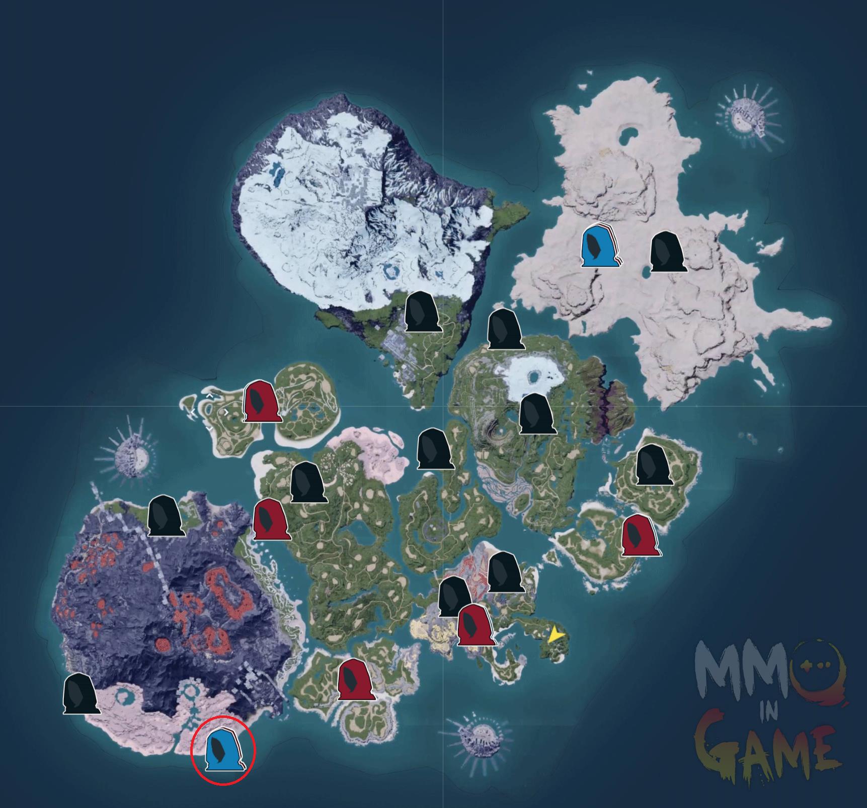 Mapa Palworld Mercadres Negros y más